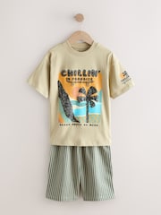 Rust Red/ Ecru Skater Woven Shorts Pyjamas 2 Pack (4-16yrs) - Image 7 of 9