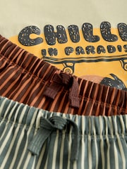 Rust Red/ Ecru Skater Woven Shorts Pyjamas 2 Pack (4-16yrs) - Image 8 of 9