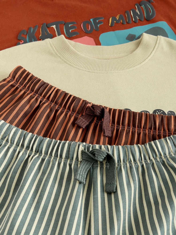 Rust Red/ Ecru Skater Woven Shorts Pyjamas 2 Pack (4-16yrs) - Image 9 of 9 Rust Red/ Ecru Skater Woven Shorts Pyjamas 2 Pack (4-16yrs) - Image 9 of 9