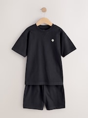 Black/Ecru Plain Short Pyjamas 2 Pack (4-16yrs) - Image 7 of 10