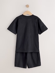 Black/Ecru Plain Short Pyjamas 2 Pack (4-16yrs) - Image 8 of 10