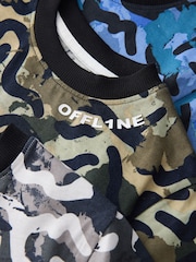 Blue/Grey/Black Camo Offline Short Pyjamas 3 Pack (3-16yrs) - Image 6 of 7
