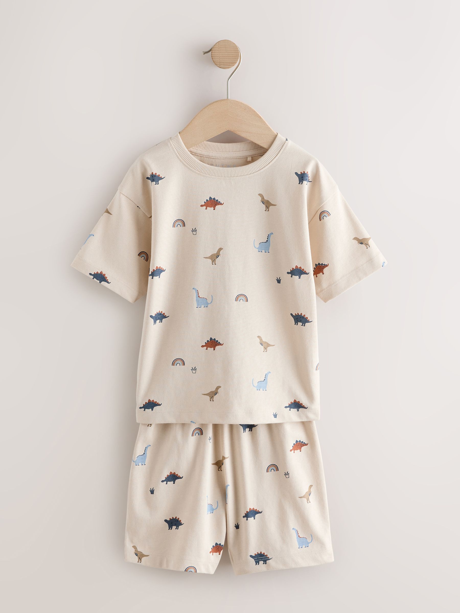 Buy Blue/Ecru Dinosaur Short Pyjamas 3 Pack (9mths-10yrs) from