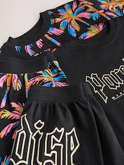 Black/Pink Palm Trees & Paradise Short Pyjamas 2 Pack (3-16yrs) - Image 11 of 12