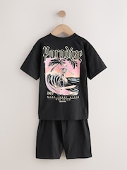 Black/Pink Palm Trees & Paradise Short Pyjamas 2 Pack (3-16yrs) - Image 8 of 12