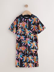 Black/Pink Palm Trees & Paradise Short Pyjamas 2 Pack (3-16yrs) - Image 9 of 12