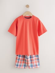 أخضر/برتقالي - Woven Check Shorts Pyjamas 2 Pack (4-16yrs) - Image 4 of 6