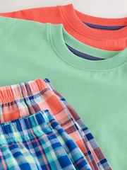 أخضر/برتقالي - Woven Check Shorts Pyjamas 2 Pack (4-16yrs) - Image 6 of 6