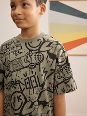 Blue/Green/Cream Grafiti Skulls Short Pyjamas 3 Pack (4-16yrs) - Image 10 of 12