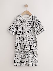 Blue/Green/Cream Grafiti Skulls Short Pyjamas 3 Pack (4-16yrs) - Image 2 of 7