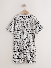 Blue/Green/Cream Grafiti Skulls Short Pyjamas 3 Pack (4-16yrs) - Image 3 of 7