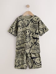 Blue/Green/Cream Grafiti Skulls Short Pyjamas 3 Pack (4-16yrs) - Image 4 of 7