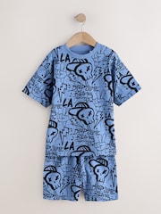Blue/Green/Cream Grafiti Skulls Short Pyjamas 3 Pack (4-16yrs) - Image 5 of 7