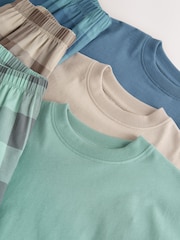 Blue/Green/Stone Woven Short Pyjamas 3 Pack (3-16yrs) - Image 7 of 7