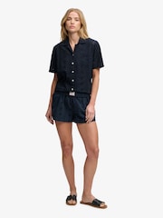 Superdry Navy Cotton Broderie Beach Shorts - Image 3 of 5