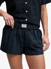 Superdry Navy Cotton Broderie Beach Shorts - Image 5 of 5