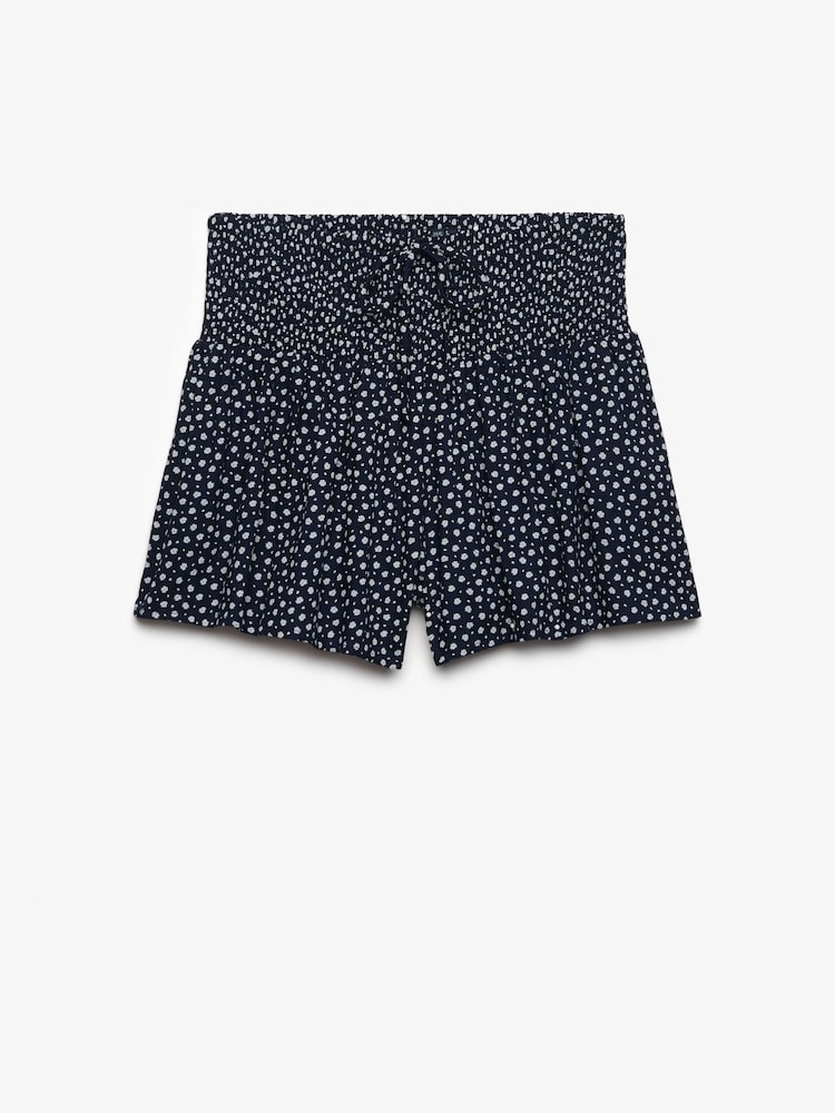 Superdry Navy Printed Mini Smocked Shorts - Image 1 of 1