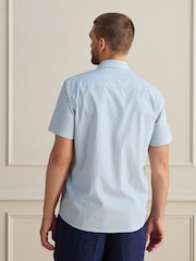 Sininen - Short Sleeve Cotton Texta Print Shirt - Kuva 4 / 4