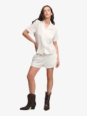 Superdry White Heritage Broderie Short Sleeves Shirt - Image 3 of 7