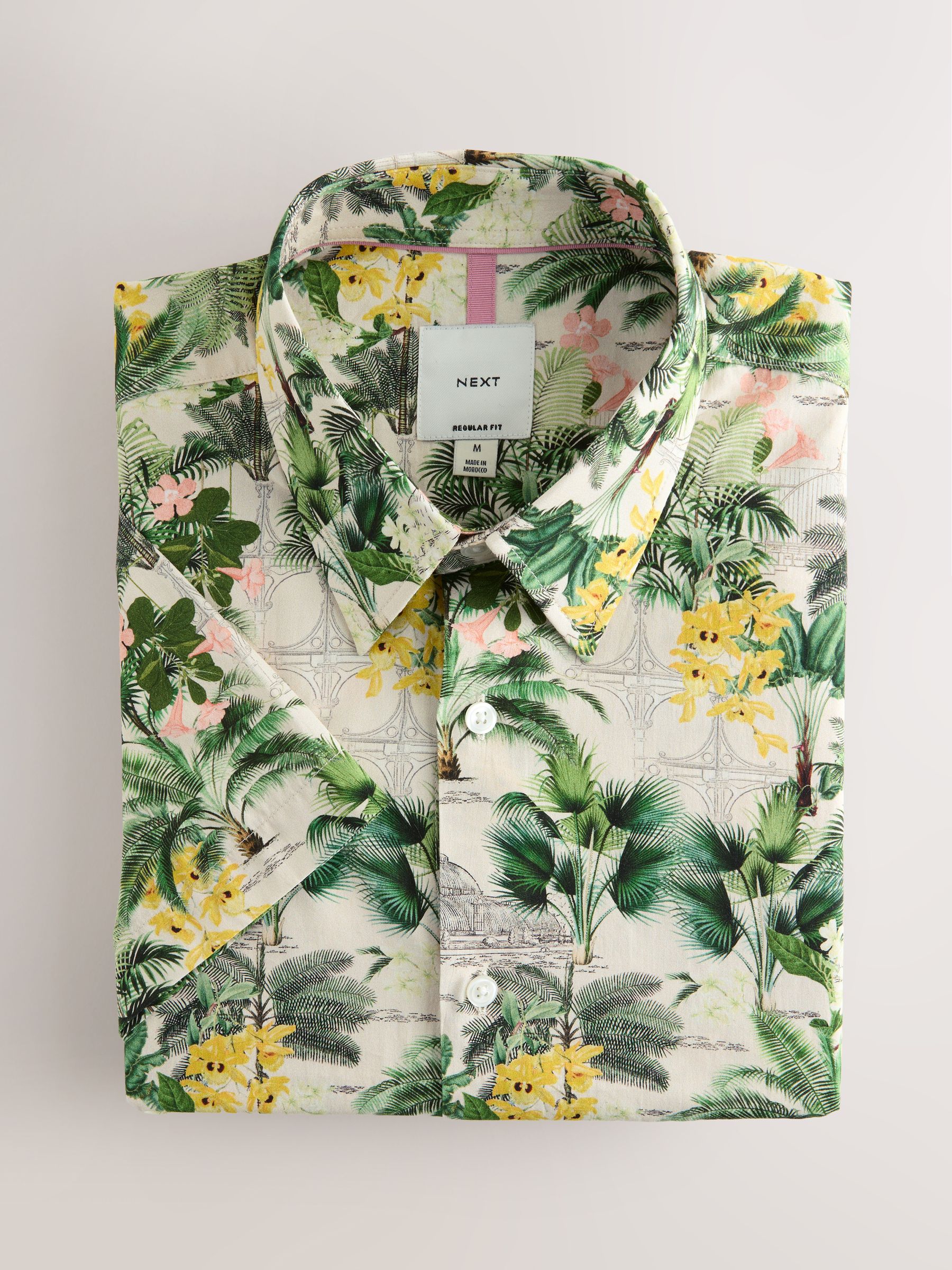 Buy Neutral Brown Botanical Regular Fit Kew Garden Print Short