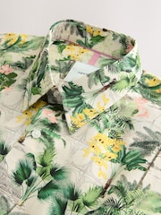 Neutral Brown Botanical Regular Fit Kew Garden Print Short Sleeve Shirt - Image 2 of 3