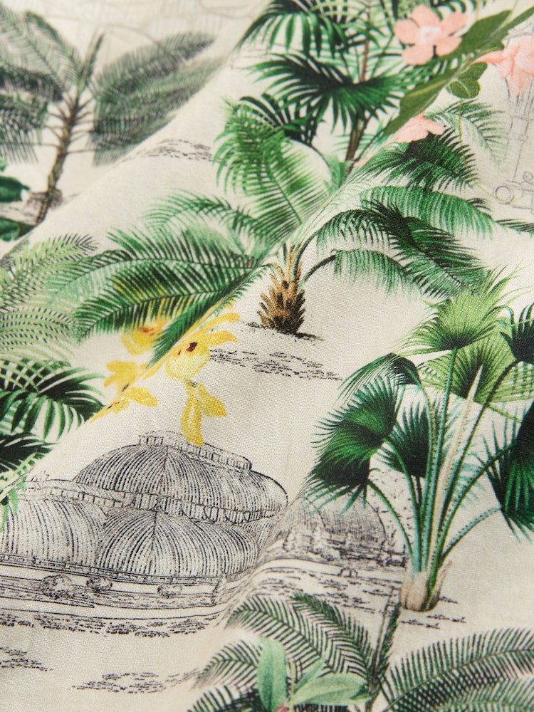 Neutral Brown Botanical Regular Fit Kew Garden Print Short Sleeve Shirt - Image 3 of 3