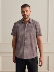 Punainen - Short Sleeve Cotton Texta Print Shirt - Kuva 4 / 8