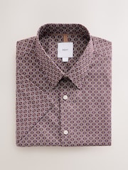 Punainen - Short Sleeve Cotton Texta Print Shirt - Kuva 6 / 8