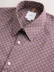 Punainen - Short Sleeve Cotton Texta Print Shirt - Kuva 7 / 8