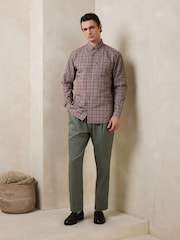 ニュートラル/ピンクギンガム - レギュラーフィット イージーアイロン ボタンダウン オックスフォードシャツ - 画像 2 / 6