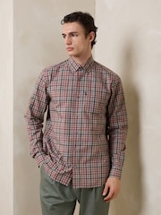 ニュートラル/ピンクギンガム - レギュラーフィット イージーアイロン ボタンダウン オックスフォードシャツ - 画像 4 / 6