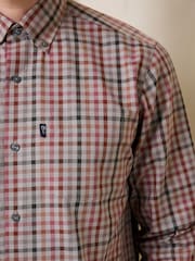 ニュートラル/ピンクギンガム - レギュラーフィット イージーアイロン ボタンダウン オックスフォードシャツ - 画像 5 / 6