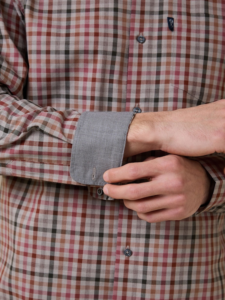 ニュートラル/ピンクギンガム - レギュラーフィット イージーアイロン ボタンダウン オックスフォードシャツ - 画像 6 / 6