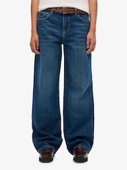 Superdry Blue Denim Mid Rise Wide Leg Jeans - Image 1 of 7