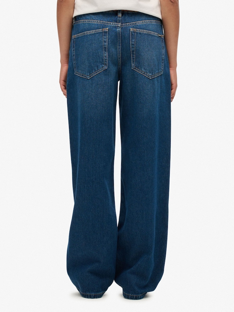 Superdry Blue Denim Mid Rise Wide Leg Jeans - Image 2 of 7