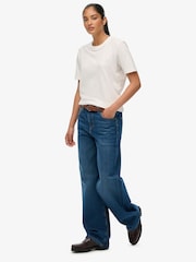 Superdry Blue Denim Mid Rise Wide Leg Jeans - Image 3 of 7