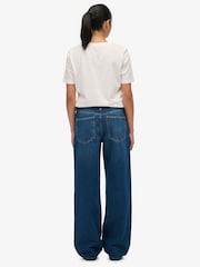 Superdry Blue Denim Mid Rise Wide Leg Jeans - Image 4 of 7