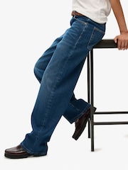 Superdry Blue Denim Mid Rise Wide Leg Jeans - Image 5 of 7