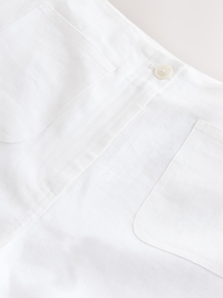 White N. Premium 100% Linen Crop Wide Leg Trousers - Image 3 of 3 White N. Premium 100% Linen Crop Wide Leg Trousers - Image 3 of 3