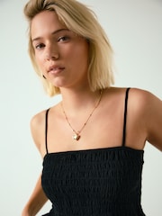 Black Textured Cami Top With Linen - Image 4 of 7