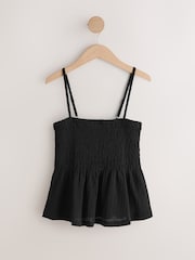 Black Textured Cami Top With Linen - Image 5 of 7