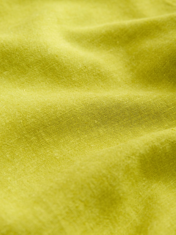 Lime Green - Linen Blend Long Sleeve Shirt - Picha 2 kati ya 3