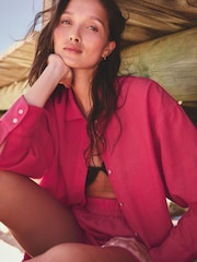 Pink Linen Blend Long Sleeve Shirt - Image 4 of 8