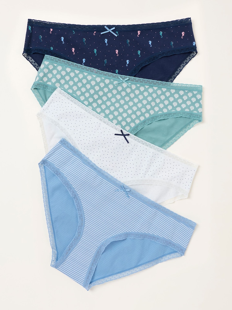 FatFace Multi 4 Pack Seahorse Classic Knickers - Image 2 of 2