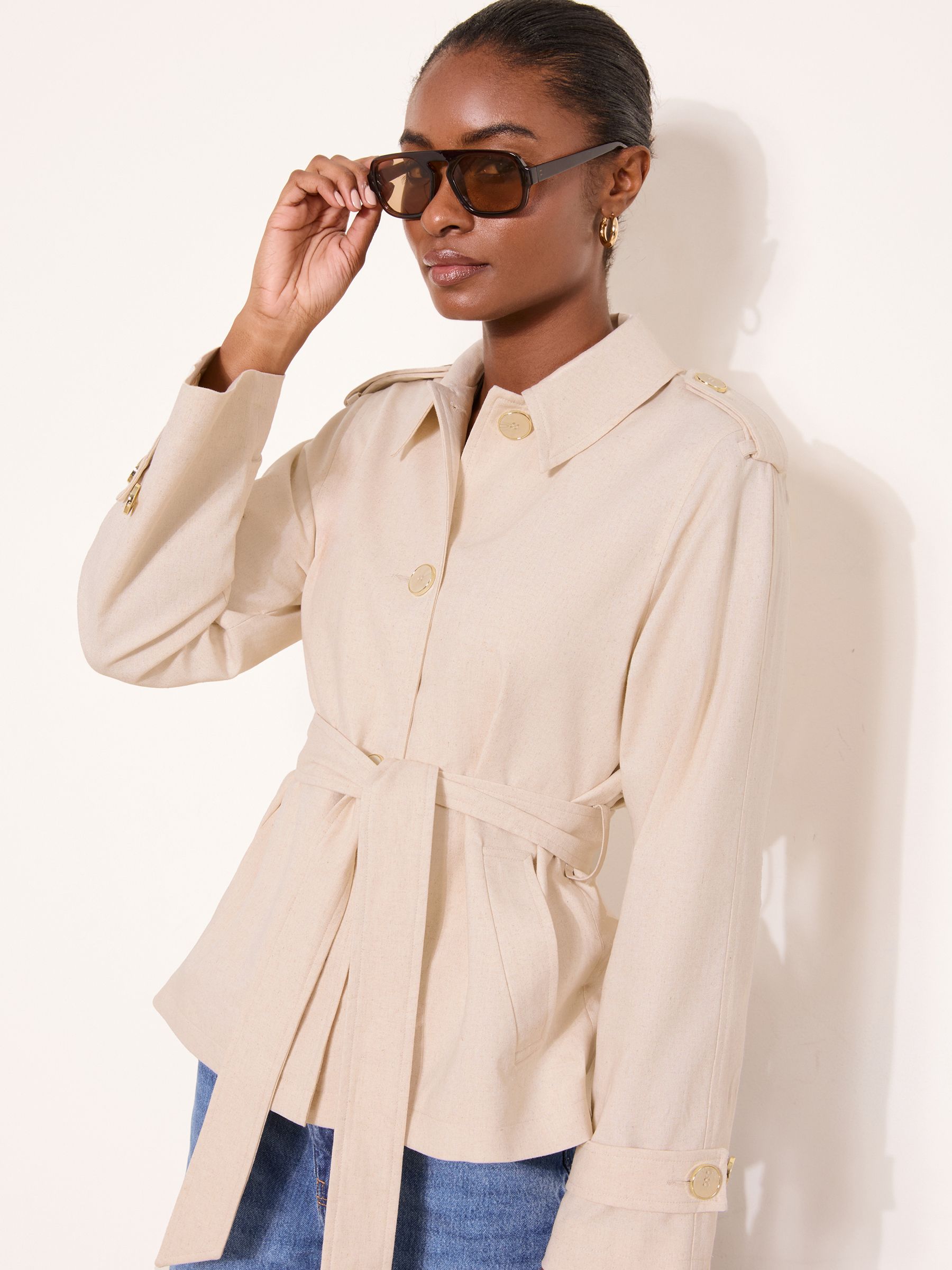 Buy Lipsy Cream With A Touch Of Linen Petite Short Trench Coat
