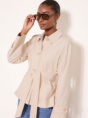 Cream With A Touch Of Linen - Lipsy מעיל טרנץ' קצר - תמונה 4 מתוך 5