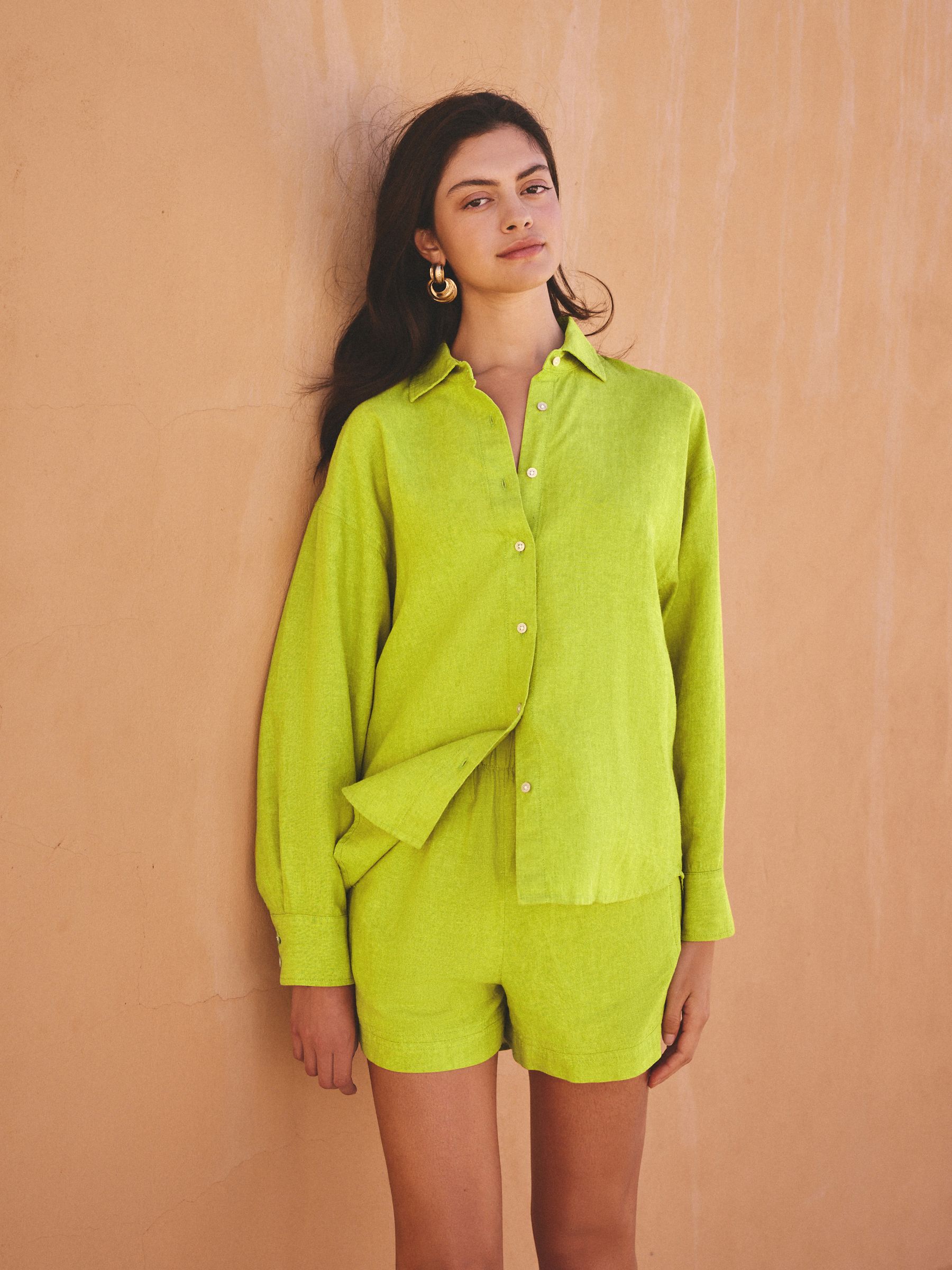 Buy Lime Green Linen Blend Shorts from Next USA