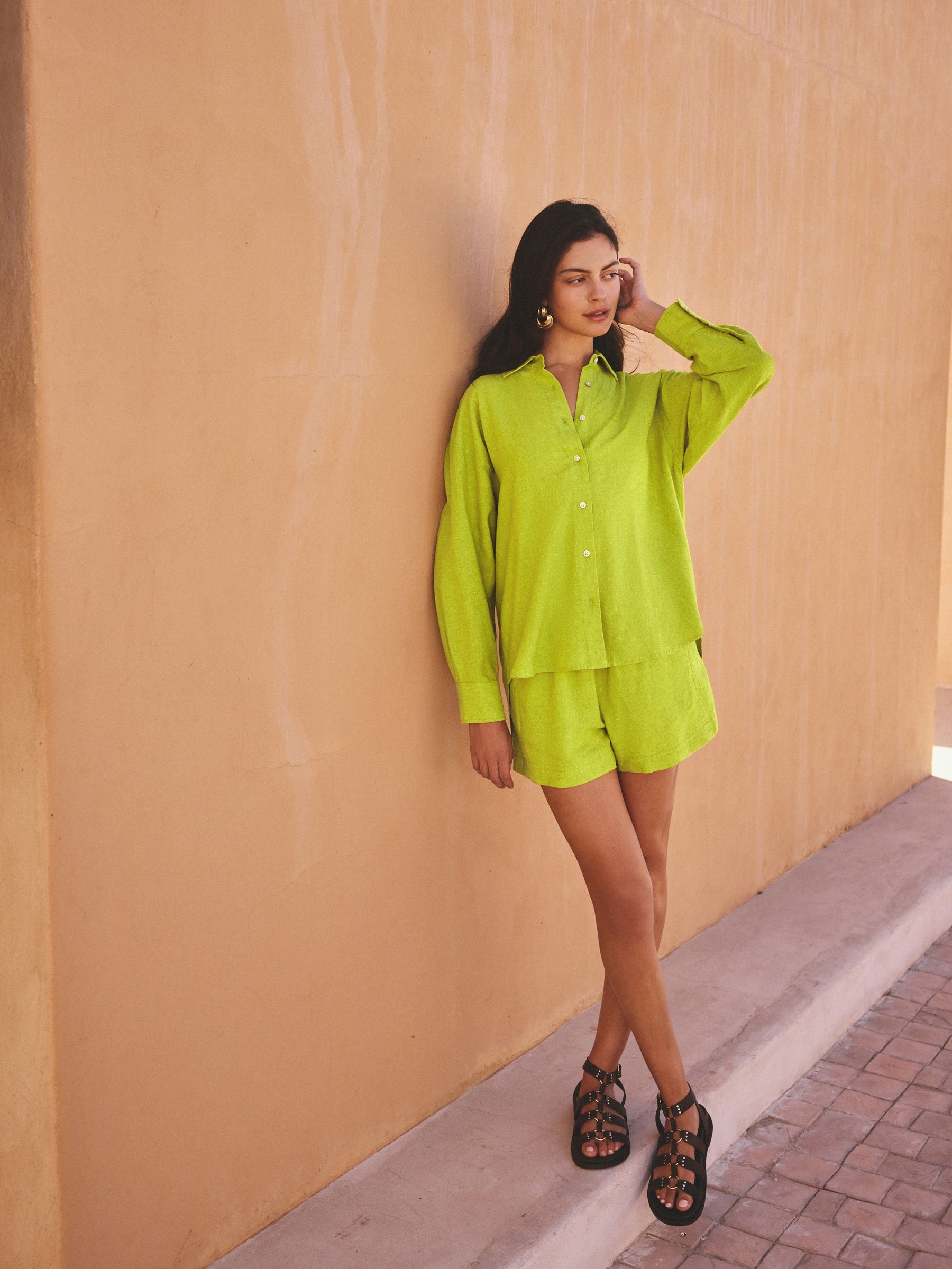 lime green dress shorts Buy Linen Blend from Next USA pinstripe