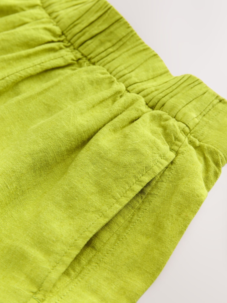 Lime Green Linen Blend Shorts - Image 3 of 3