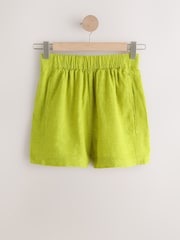 Lime Green Linen Blend Shorts - Image 5 of 7